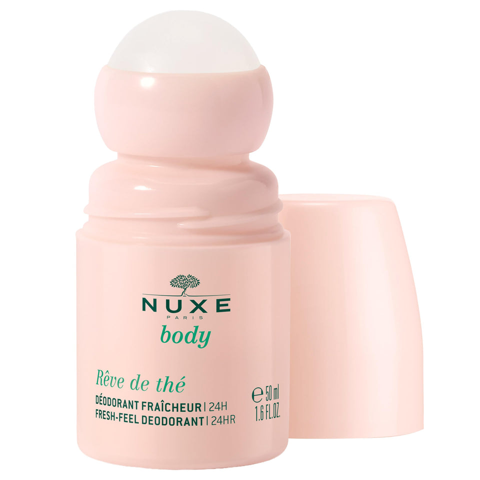 NUXE roll-on front packaging showing green tea branding and 24h protection benefit