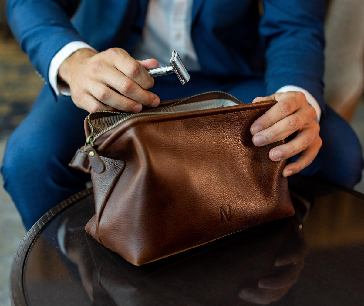 NV Holders texture close-up of grain leather demonstrating premium feel and patina