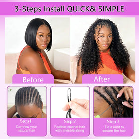 Nvnvdij model wearing 18 inch bundle to show length and realistic blend with natural hair