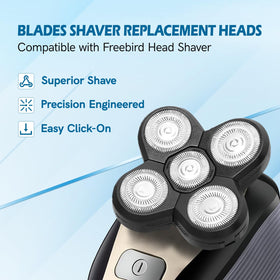 NXPPYY close-up of 5-blade stainless steel head showing blade edges and smooth shave performance