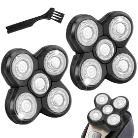 NXPPYY front view of 2-pack replacement blades showing packaging and included brush for easy replacement