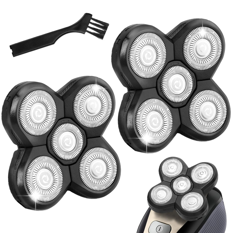 NXPPYY front view of 2-pack replacement blades showing packaging and included brush for easy replacement