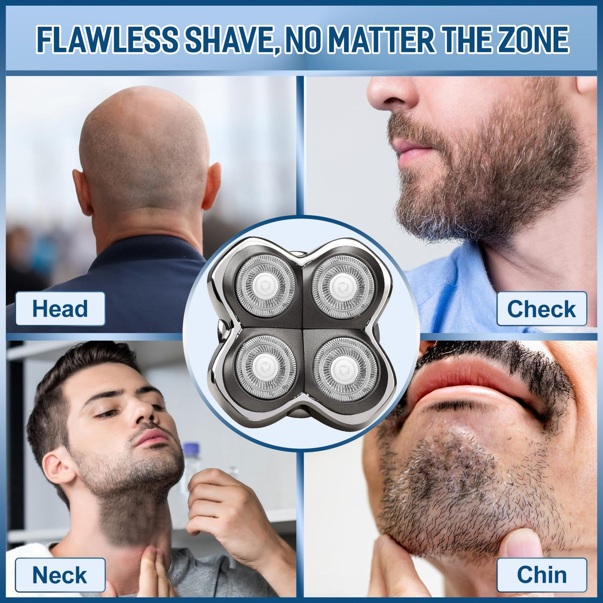 NXPPYY head being rinsed under tap, supports easy waterproof cleaning