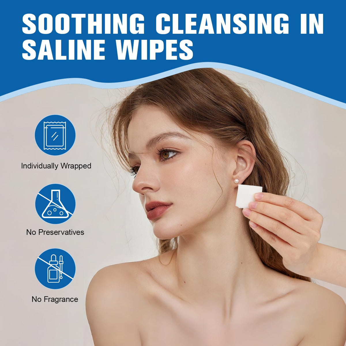 NXPPYY stack of 100 individually wrapped saline wipes for hygienic on-the-go cleaning
