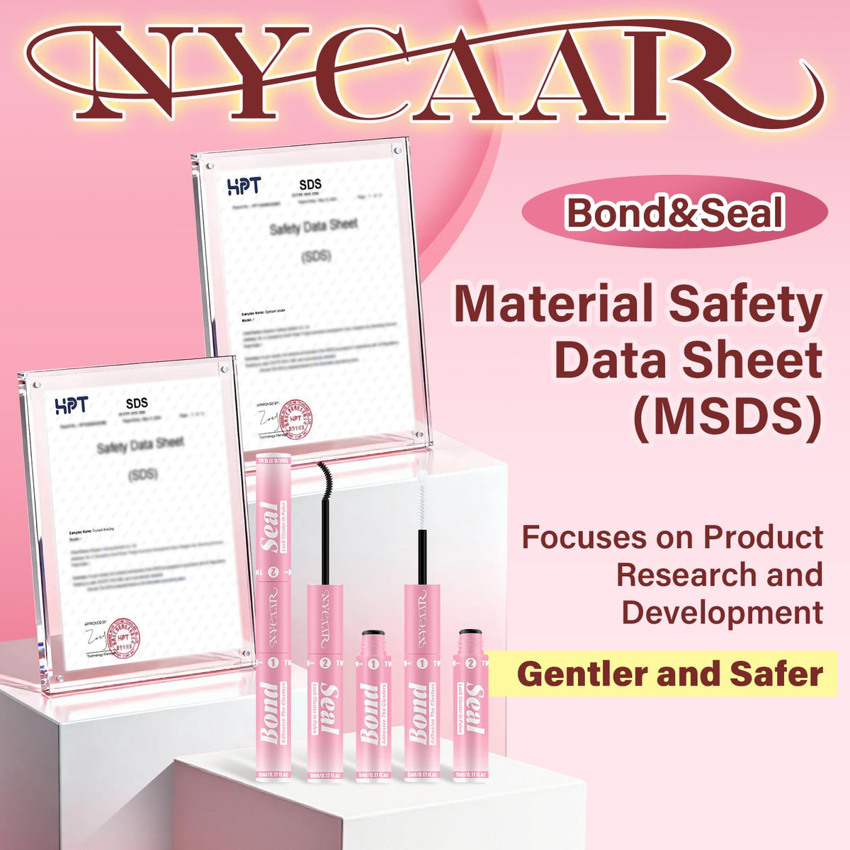 NYCAAR lashes held in hand conveying lightweight, comfortable scale