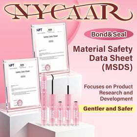 NYCAAR lashes held in hand conveying lightweight, comfortable scale