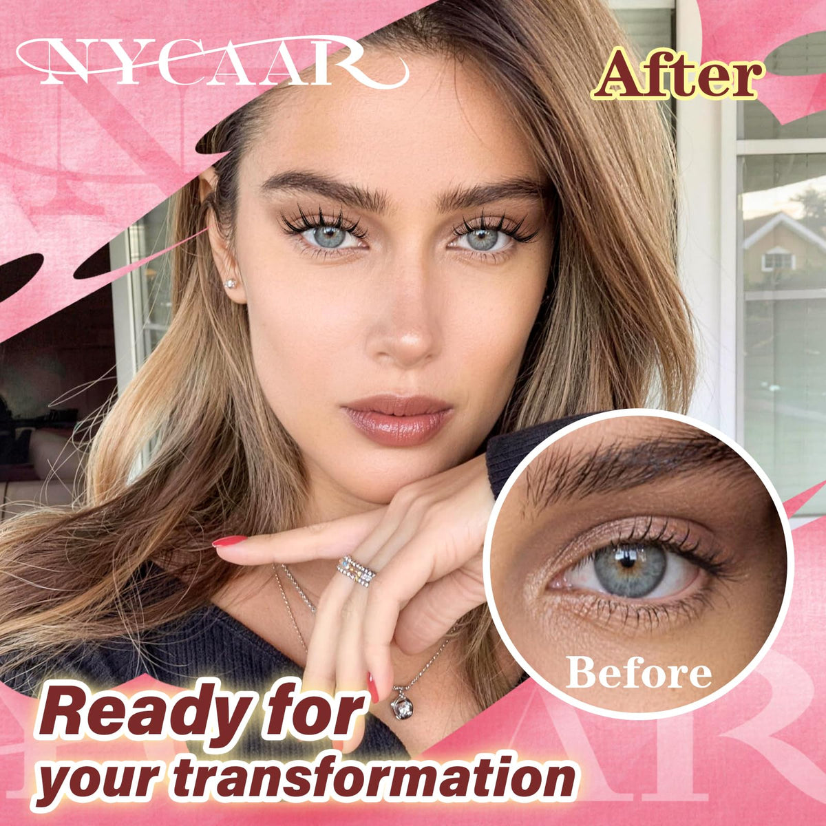 NYCAAR model wearing fairy manga lashes showing dramatic eye definition