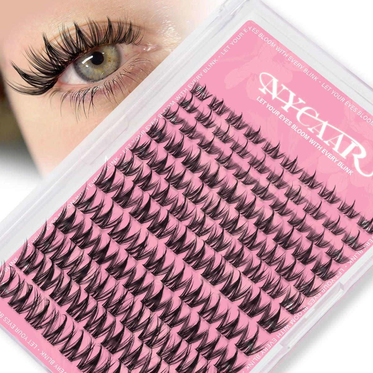 NYCAAR front packaging showing 144pcs mixed lengths and D curl benefit