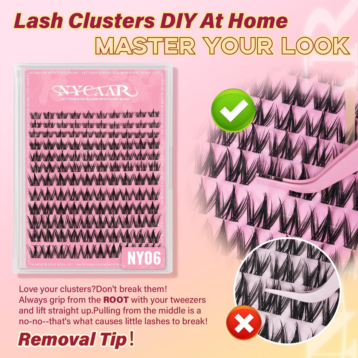 NYCAAR side profile of lashes highlighting spiky, wispy definition