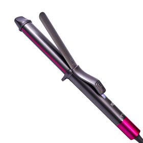 Nycoba front view of pink curling wand showing sleek design and controls