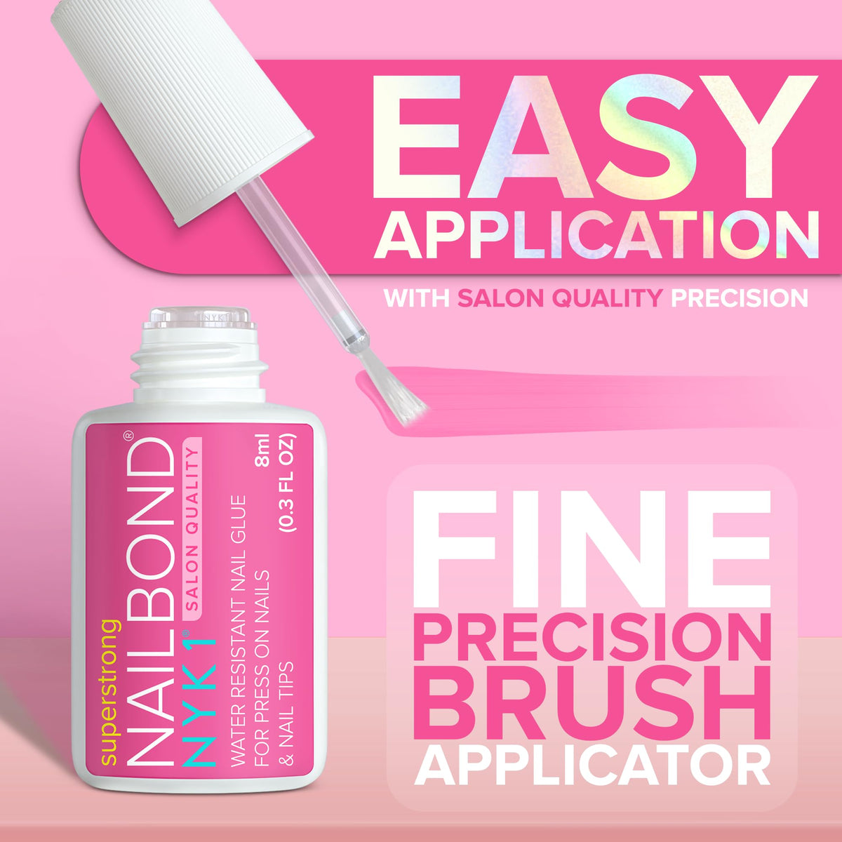 NYK1 bonding acrylic tip to natural nail demonstrating durable adhesion