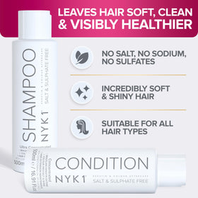 NYK1 applied to wet hair demonstrating gentle cleansing without stripping