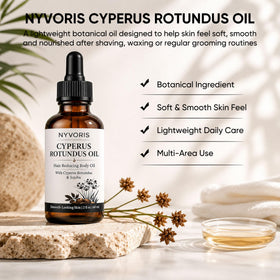NYVORIS close-up oil texture on skin highlighting fast absorption and silkiness