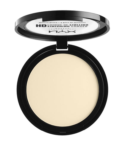 NYX PROFESSIONAL MAKEUP compact front view showing banana shade and matte benefit