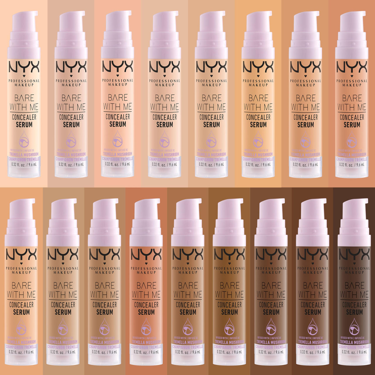 NYX PROFESSIONAL MAKEUP shade pan with swatches showing shade match options
