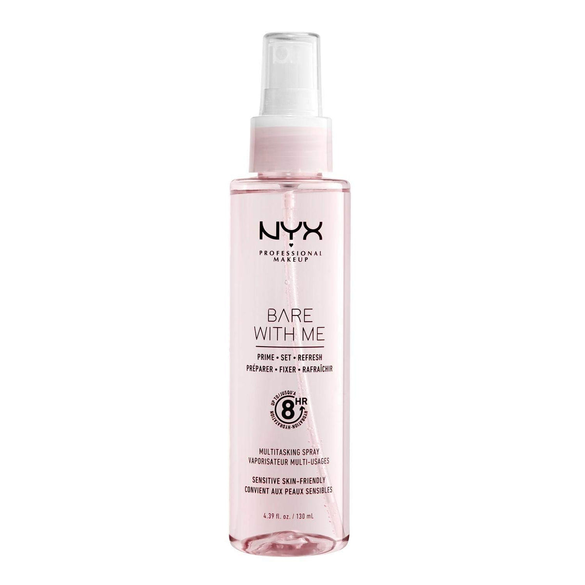 NYX PROFESSIONAL MAKEUP front packaging showing bottle and label, easy travel-friendly use