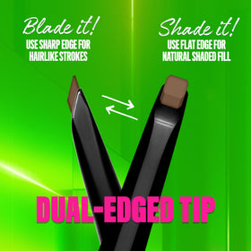 NYX PROFESSIONAL MAKEUP dual tip close-up showing blade and shade edges benefit: precise strokes