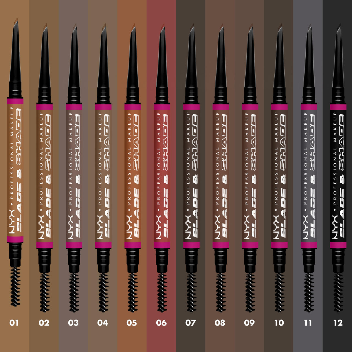 NYX PROFESSIONAL MAKEUP packaging label close-up showing product name benefit: shade identification
