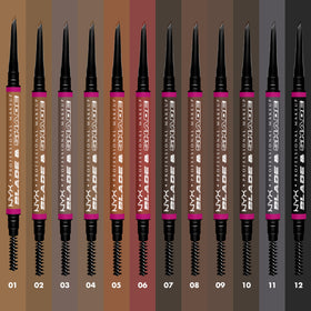 NYX PROFESSIONAL MAKEUP packaging label close-up showing product name benefit: shade identification