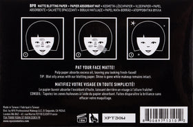 NYX PROFESSIONAL MAKEUP blotting paper in use pressing nose to remove oil and refresh makeup