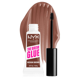 NYX PROFESSIONAL MAKEUP tube front showing medium brown tint and long-hold benefit