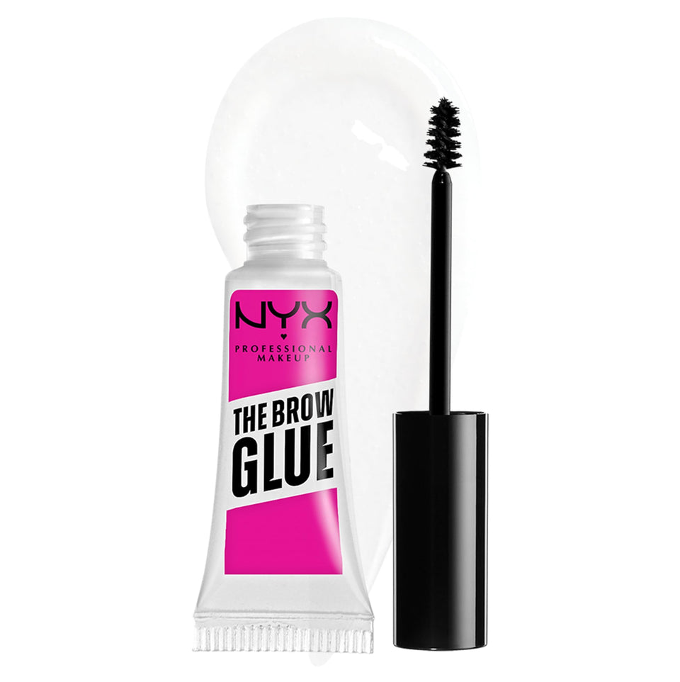 NYX PROFESSIONAL MAKEUP front packaging showing clear brow glue and branding for easy identification