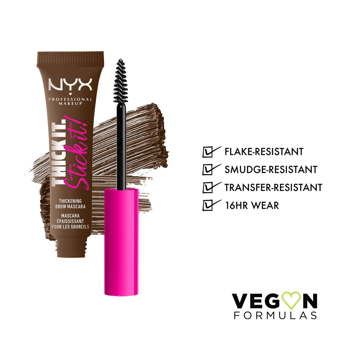 NYX PROFESSIONAL MAKEUP close-up of wand fibers for precise, buildable brow volume