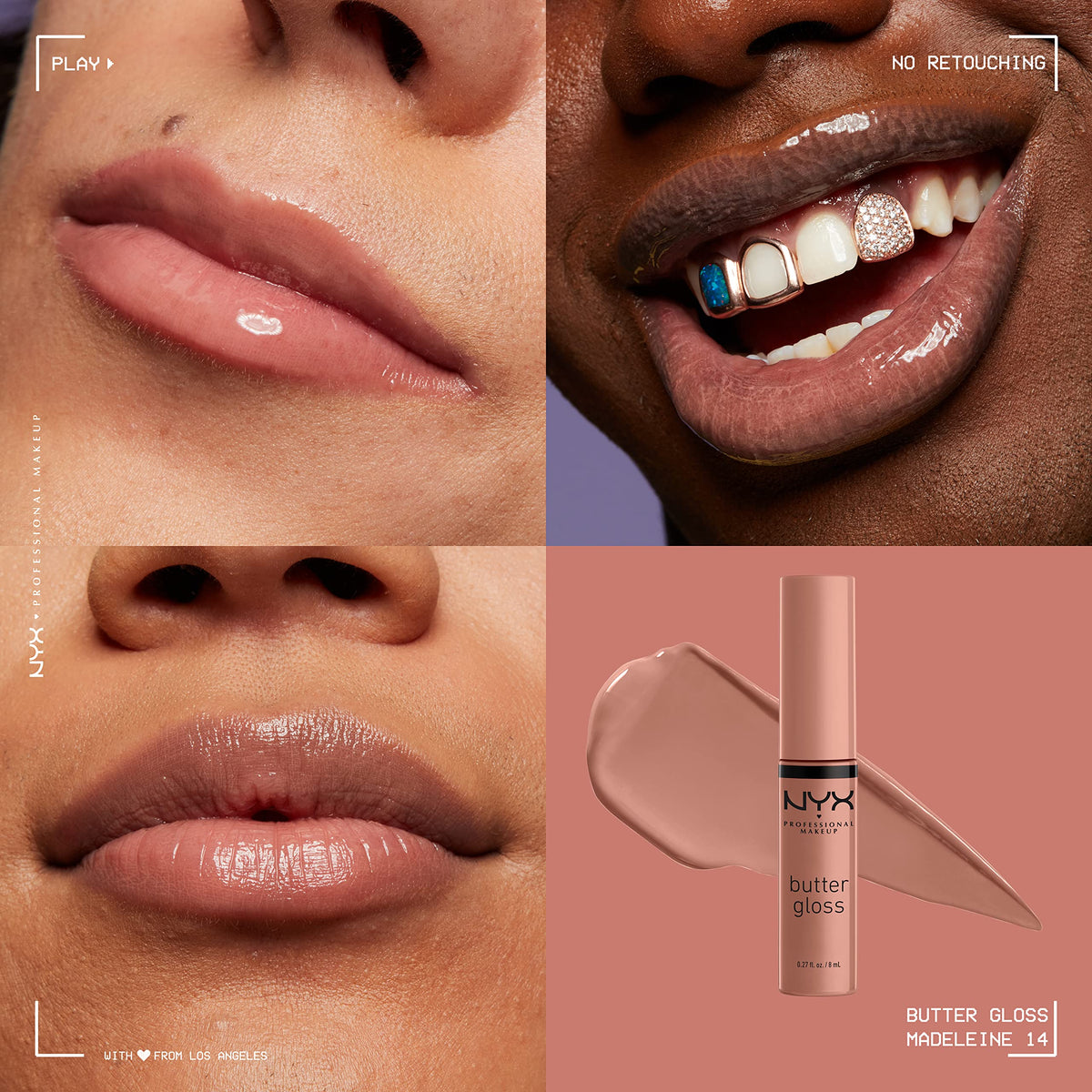 NYX PROFESSIONAL MAKEUP lifestyle image of model wearing gloss for hydrated, camera-ready pout