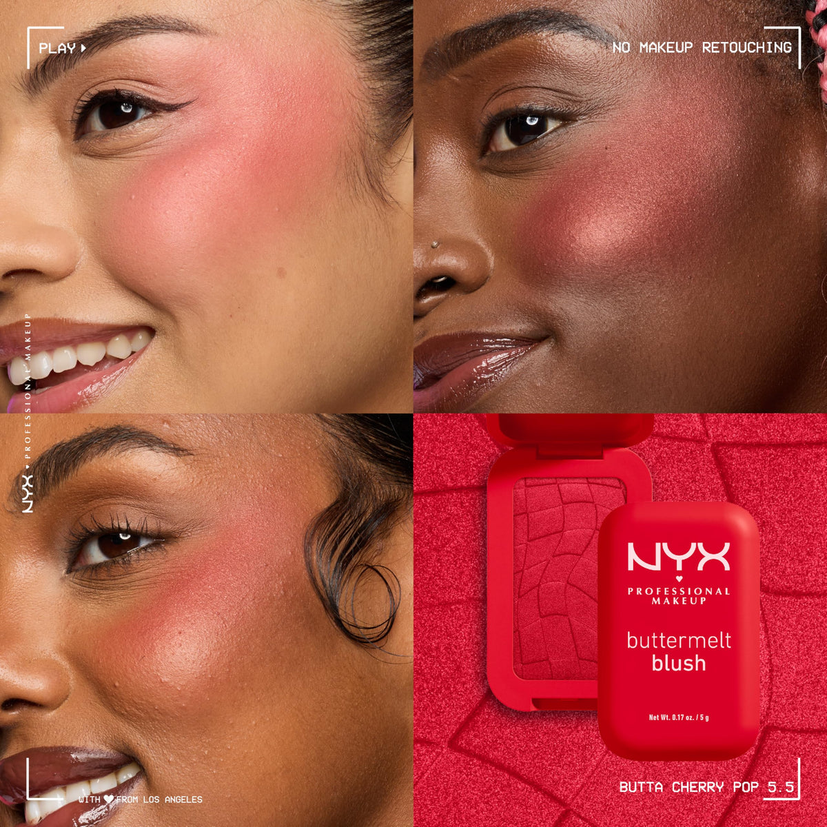 NYX Professional Makeup compact open with brush ready for immediate application benefit
