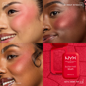 NYX Professional Makeup compact open with brush ready for immediate application benefit