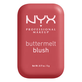 NYX Buttermelt Blush front pan showing coral shade and compact design for easy carry