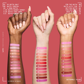 NYX Buttermelt Blush swatches on arm showing color payoff and wearable intensity