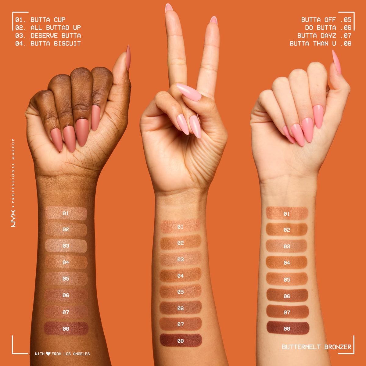 NYX PROFESSIONAL MAKEUP brush applying bronzer showing easy application benefit