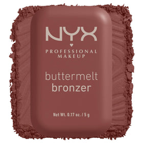 NYX PROFESSIONAL MAKEUP Buttermelt Bronzer applied with brush on cheek demonstrating seamless blend and natural warmth