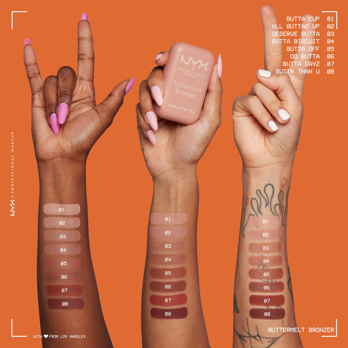 NYX PROFESSIONAL MAKEUP model with bronzed look shows natural sun-kissed warmth benefit