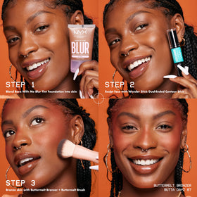 NYX PROFESSIONAL MAKEUP label detail highlighting ingredients like mango shea almond butters