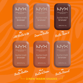 NYX PROFESSIONAL MAKEUP close-up of bronzer pan texture showing buttery finish for even blending