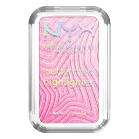 NYX PROFESSIONAL MAKEUP compact front view showing frosty pink finish and packaging