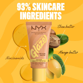NYX PROFESSIONAL MAKEUP label showing SPF 30 broad-spectrum protection for daily use