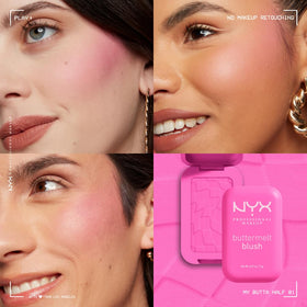 NYX PROFESSIONAL MAKEUP blush layered over bronzer showing warm sun-kissed effect