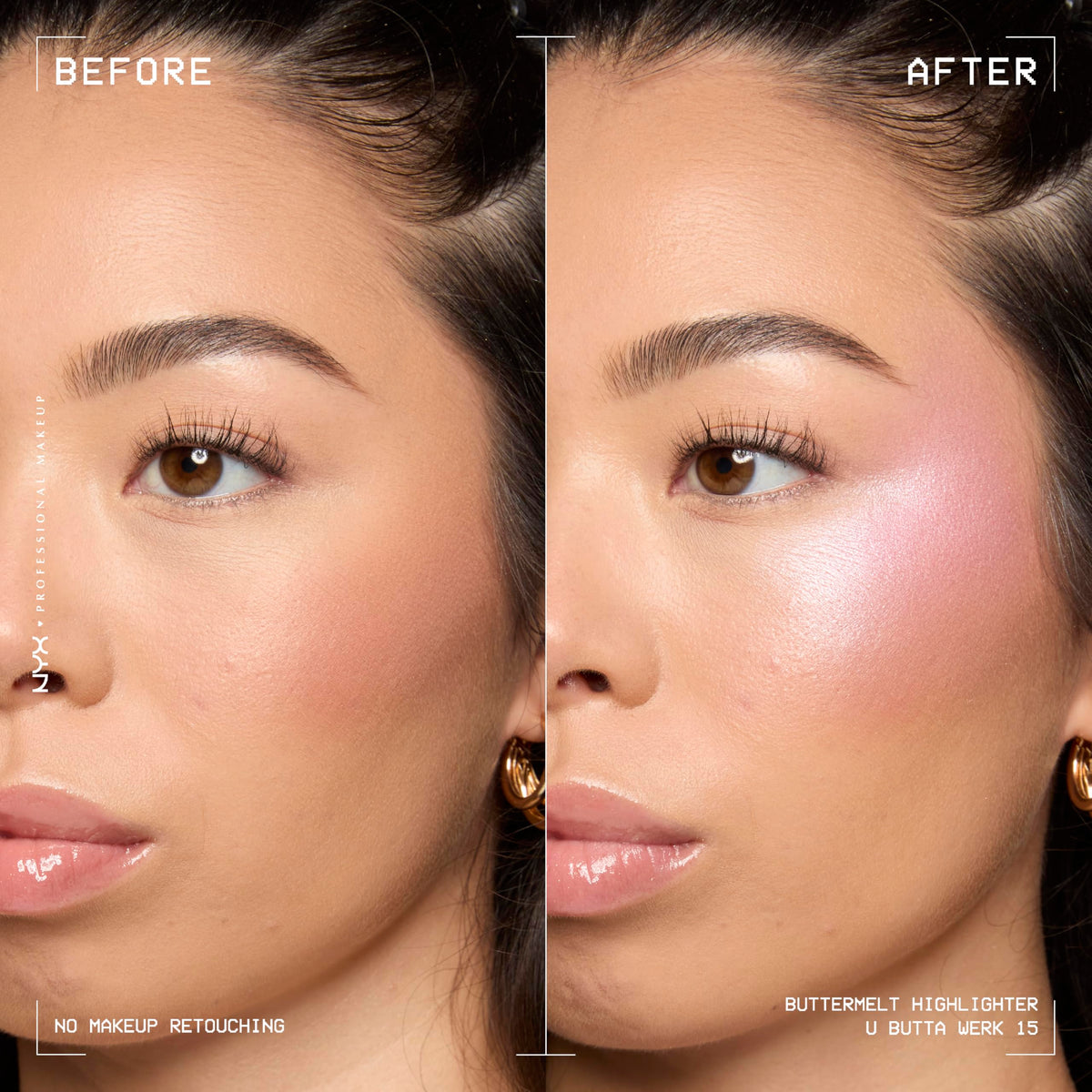 NYX PROFESSIONAL MAKEUP close-up texture shot highlighting buttery smooth shimmer
