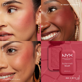 NYX PROFESSIONAL MAKEUP paired with bronzer showing warm bronzed finish benefit