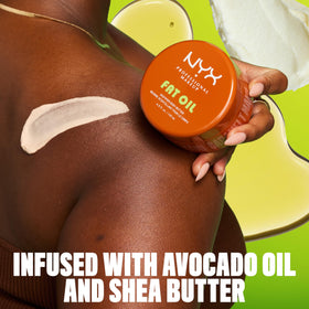NYX PROFESSIONAL MAKEUP Caramelt Mami paired with Fat Oil Body Oil to extend scent