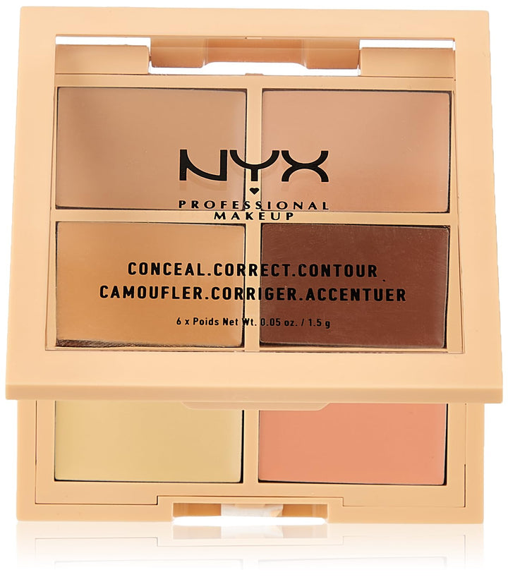 NYX PROFESSIONAL MAKEUP front view of palette showing six shades and benefits