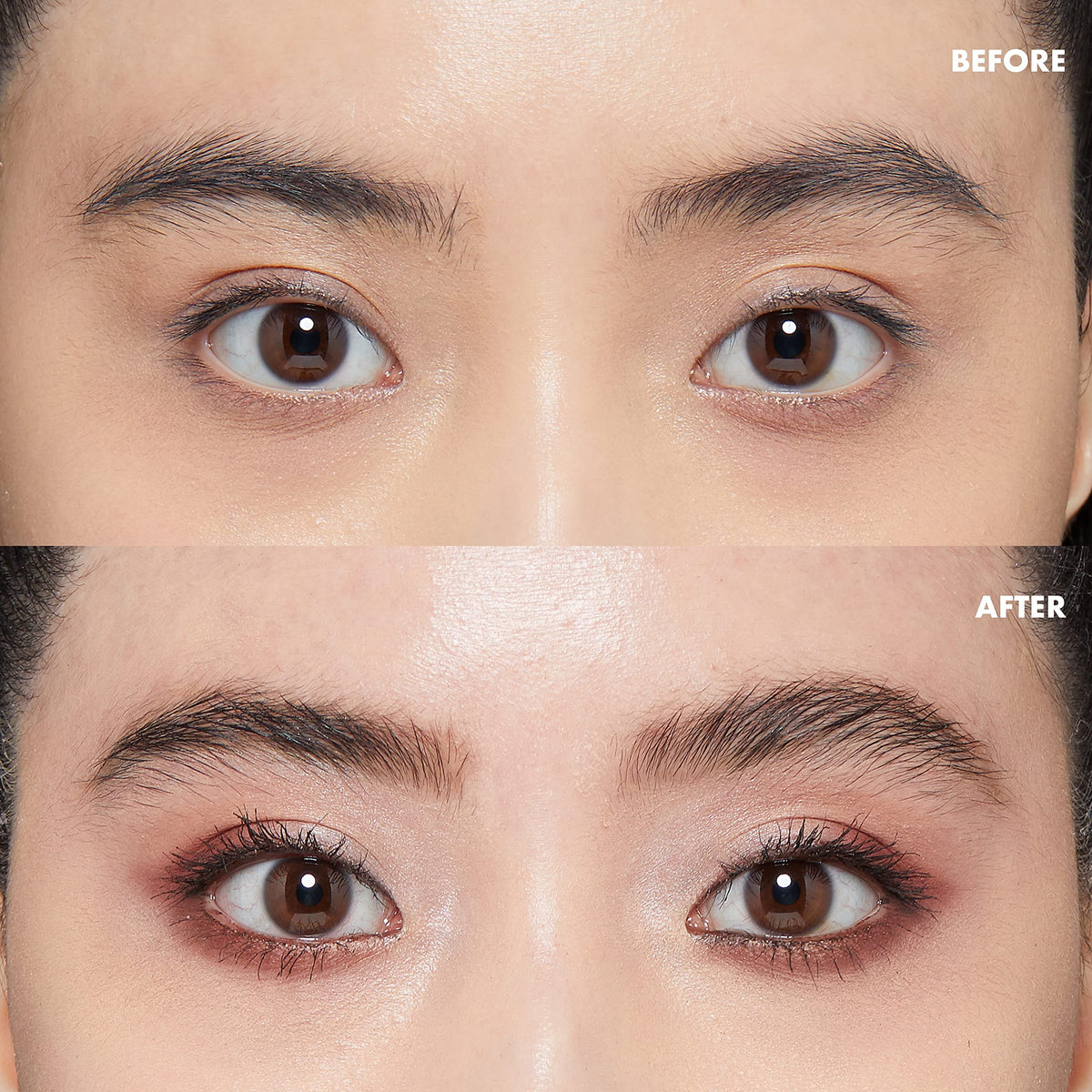 NYX PROFESSIONAL MAKEUP before and after brows demonstrating shaped sealed arches
