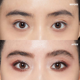 NYX PROFESSIONAL MAKEUP before and after brows demonstrating shaped sealed arches
