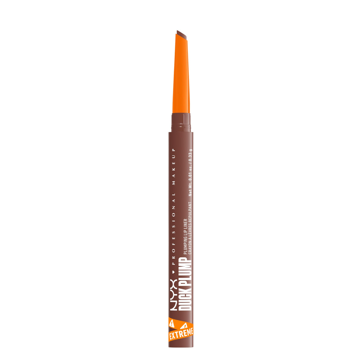 NYX PROFESSIONAL MAKEUP front view of Deep Nude lip liner showing sleek packaging and shade