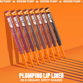 NYX Duck Plump product label and uncapped pencil for ingredient view