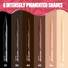 NYX Epic Ink Liner applied winged eye illustrating sharp definition benefit
