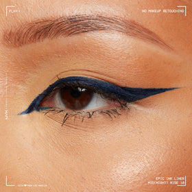 NYX PROFESSIONAL MAKEUP winged eyeliner on eye showcasing long-lasting definition